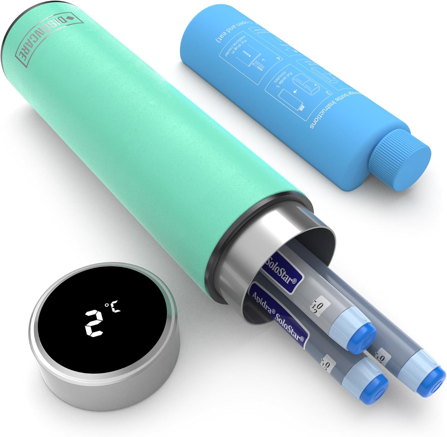Hard-shell insulated cooling case with an LCD temperature display