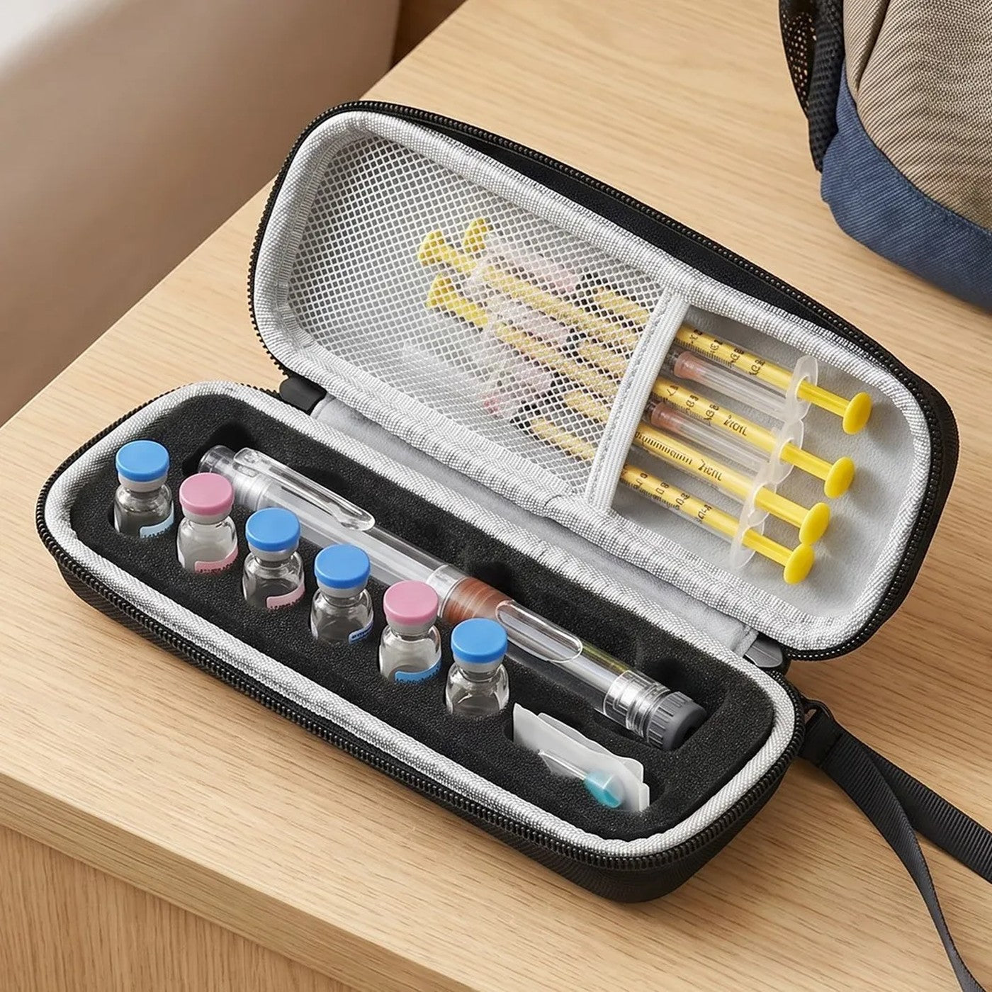 Slimline matte black EVA carry case with sponge partitions