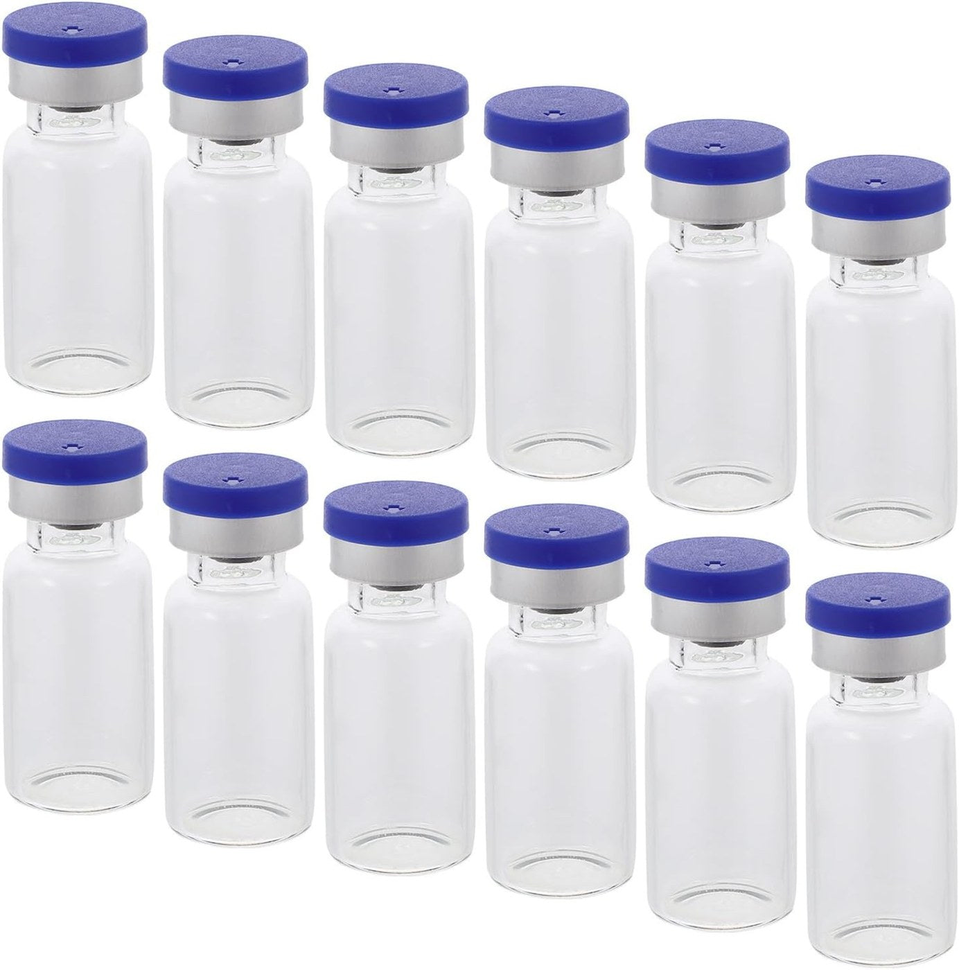 Clear 3ml glass containers with sealed screw caps