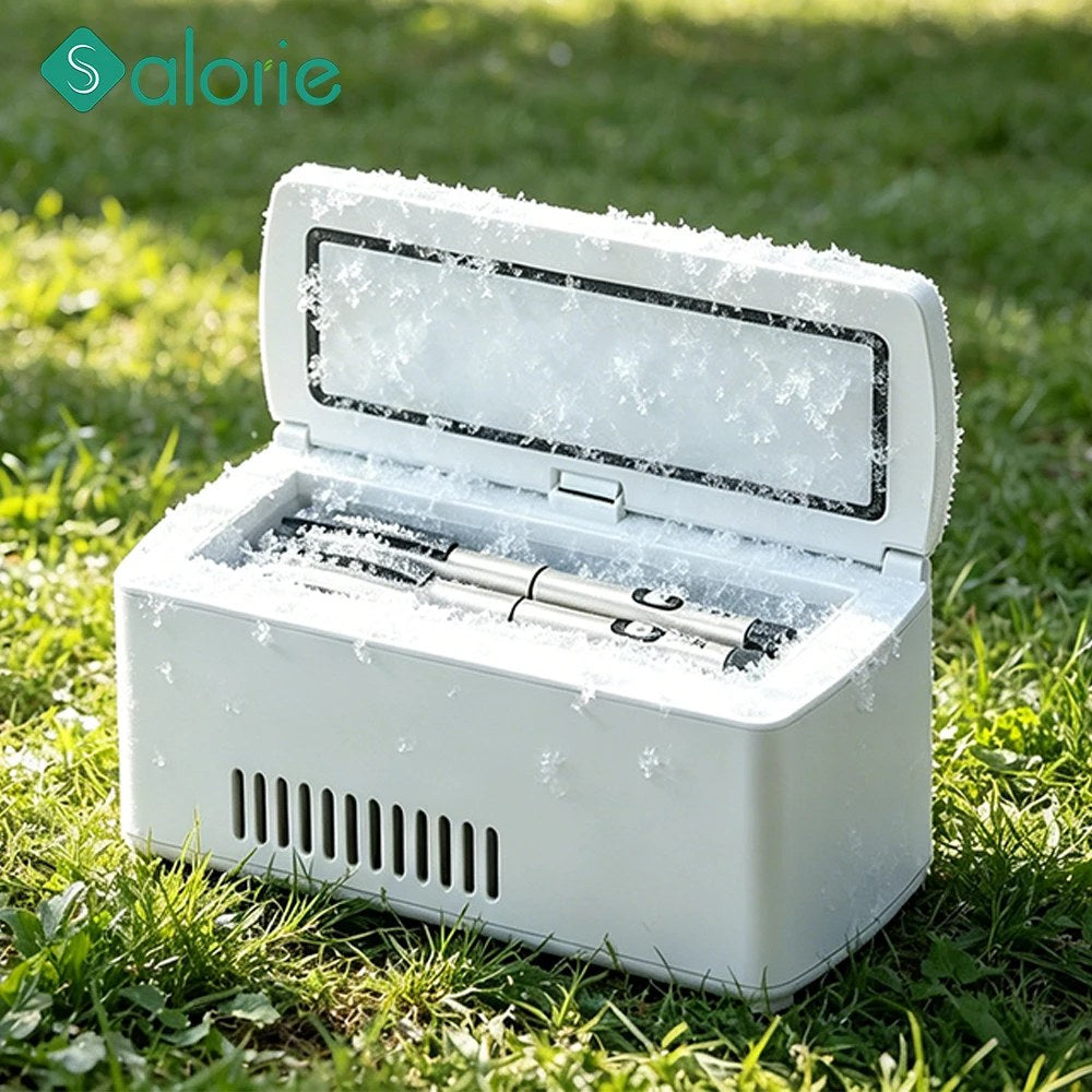 Slim rechargeable cooling case with a sealed lid
